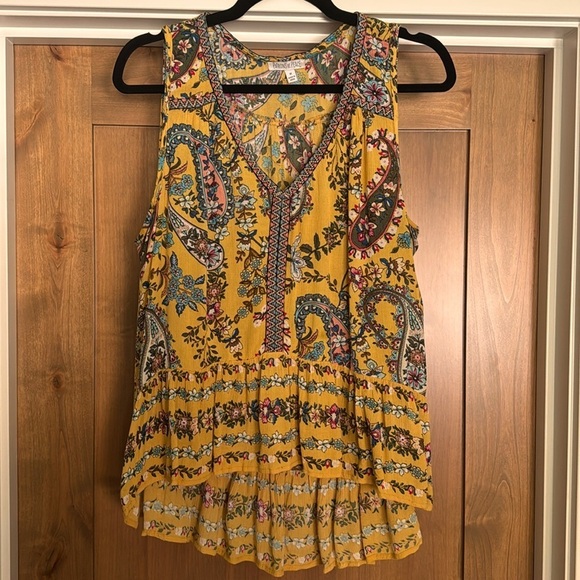 Patron of Peace Tops - Anthropology Patrons of Peace Womens M Sleeveless Bohemian Tank Blouse Yellow
